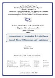 Age, croissance et reproduction de la sole Pegusa lascaris (Risso, 1810) des eaux centre algériennes