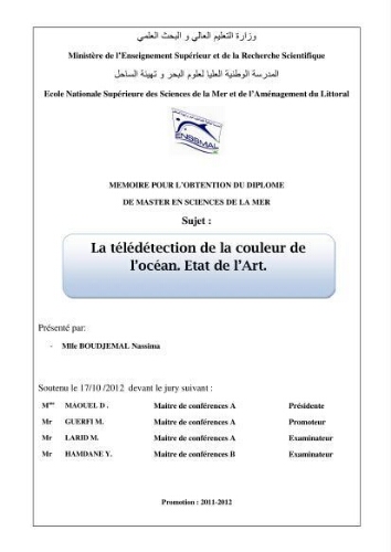 La télédetection de la couleur de l'océan: état de l'art La télédetection de la couleur de l'océan: état de l'art