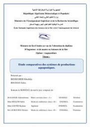 Etude Comparatives Des Systémes de porductions aquaponiques