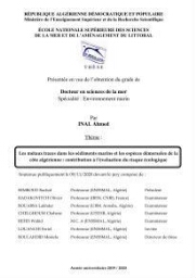 les métaux traces dans les sédiment marins et les espèces démersales de la côte algérienne contribution à l'évaluation du risque écologique