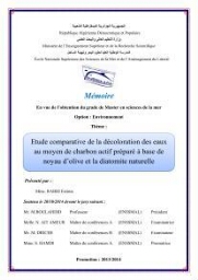 Etude comparative de la décoloration des eaux au moyens de charbon actif préparé à base de noyau d'olive et de diatomite naturelle: