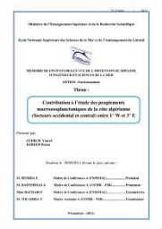 Contribution à l'étude des peuplements macrozooplanctoniques de la côte Algérienne (secteur occidental et central) entre 1° W et 3° E: