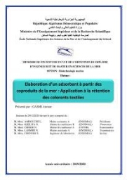 Elaboration d'un adsorbant à partir des coproduits de la mer :application à la rétention des colorants textiles