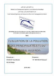 Evaluation de la pollution des principaux rejets du littoral Algerois: