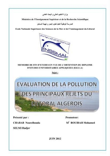 Evaluation de la pollution des principaux rejets du littoral Algerois: Evaluation de la pollution des principaux rejets du littoral Algerois: