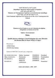 Qualité physico-chimique et bactériologique des eaux littorales : Ain Benian-Bab El Oued (Wilaya d’Alger)