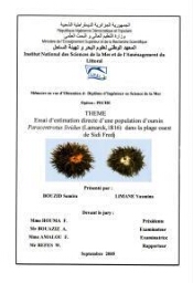 Essai d'estimation directe d'une population d'oursin Paracentrotus lividus (Lamarck, 1816) dans la plage ouest de Sidi Fredj: