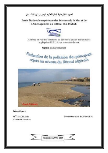 Evaluation de la pollution des principaux rejets au niveau du littoral Algérois: Evaluation de la pollution des principaux rejets au niveau du littoral Algérois: