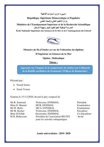 Approche sur l’impact de la température de surface sur l’efficacité Approche sur l’impact de la température de surface sur l’efficacité de la flottille sardinière de Zemmouri (Willaya de Boumerdes) Approche sur l’impact de la température de surface sur l’efficacité Approche sur l’impact de la température de surface sur l’efficacité de la flottille sardinière de Zemmouri (Willaya de Boumerdes)