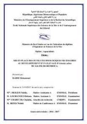 Mis en place des outils technologiques necessaires au developpement d'un elevage d'Artémia Salina du saline de Bethioua: