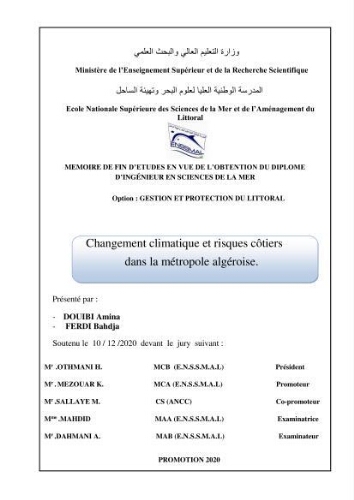 Changement climatique et risques côtiers dans la métropole algéroise. Changement climatique et risques côtiers dans la métropole algéroise.