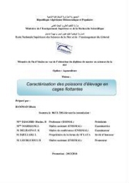 Caractérisation des poissons d'élevage en cages flottantes: