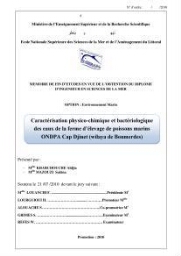 Caractérisation physico-chimique et bactériologique des eaux de la ferme d'élevage de poissons marins ONDPA Cap Djinet (Wilaya de Boumerdes):