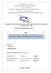 Utilisation des Systèmes d'Information Géographiques pour le suivi des paramètres indicateurs de pollution dans la baie de Bou-Ismail: