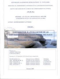Contribution à l'évaluation de la contamination bactériologique des eaux littorales cas de l'émissaire de l'hôpital de Baïnem