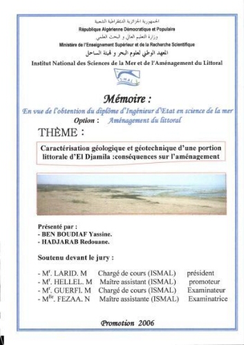 Ensablement et dragage du port de Beni-Saf Ensablement et dragage du port de Beni-Saf